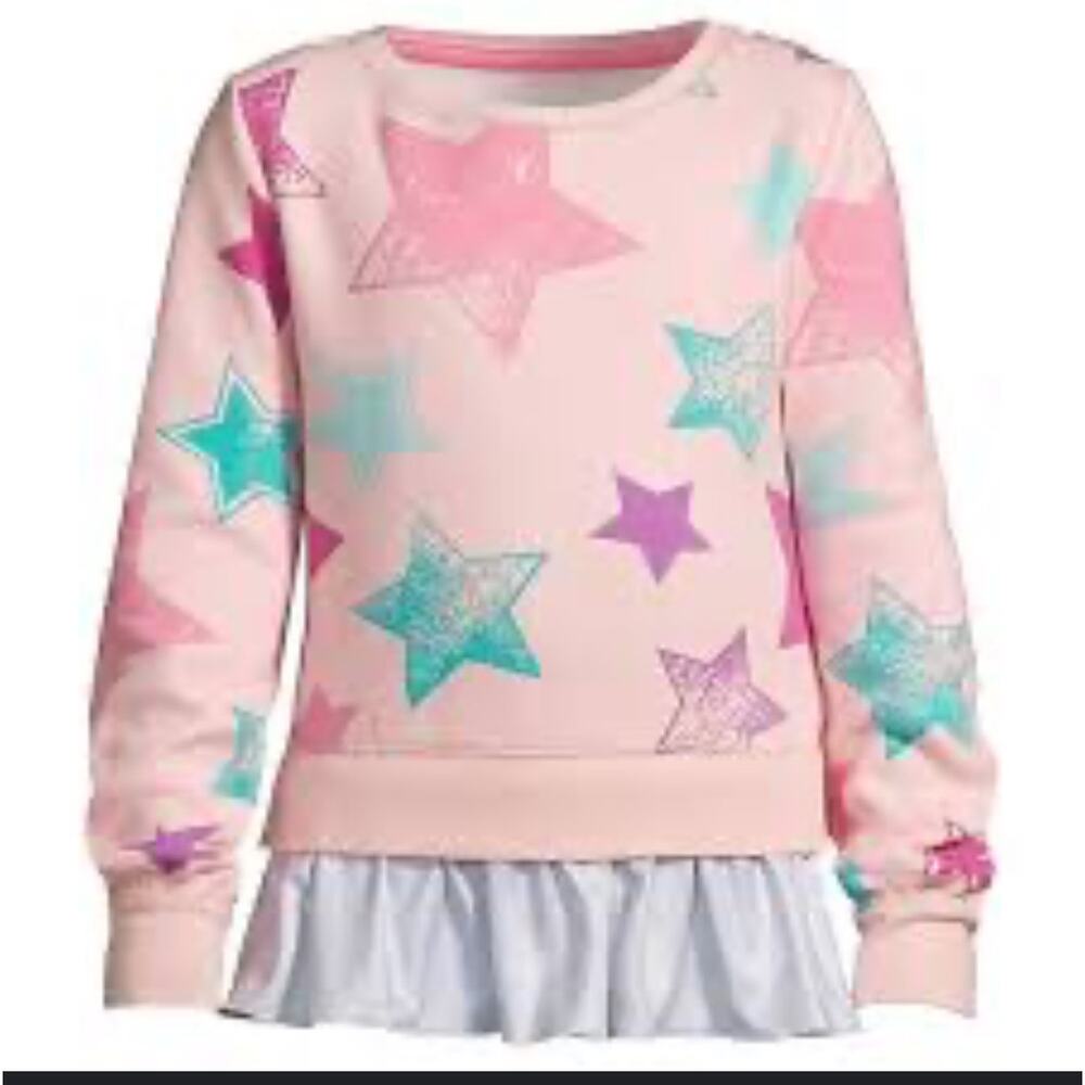Lands’ End girls' Pink fleece ruffled-hem top size 8 M
